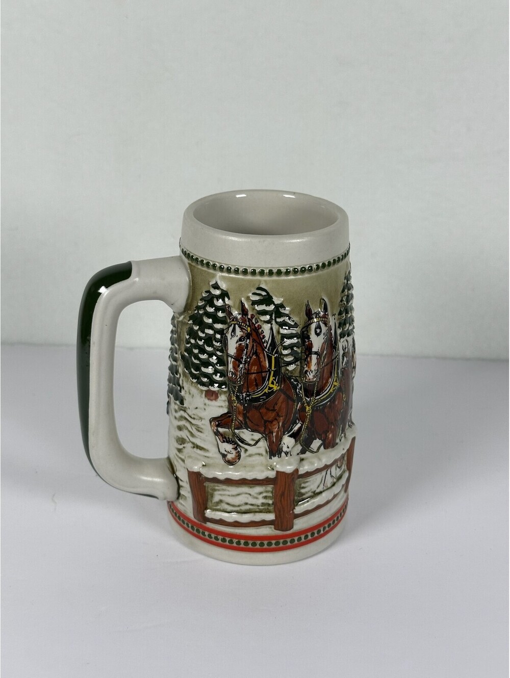 Vintage Budweiser Holiday Stein Clydesdales Covered Bridge Ceramarte C-11